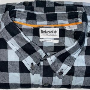 XXL Timberland Men's Checkered Button Down Shirt - Black and Gray Buffalo plaid